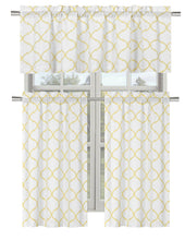 Kate Aurora Living Shabby Trellis 3 Piece Café Kitchen Curtain Tier And Valance Set - 56 in. W x 36 in. L, Yellow