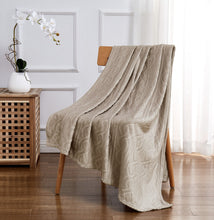 Kate Aurora Ultra Soft & Plush Cable Geometric Designed Embossed Fleece Accent Throw Blanket - Taupe
