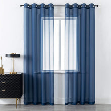 Kate Aurora Basic 2 Piece Navy Blue Lightweight Grommet Top Sheer Voile Window Curtain Panels - 84 in. Long