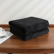 Kate Aurora Herringbone Shag Ultra Soft & Plush Accent Throw Blanket - 50 in. W x 60 in. L - Black