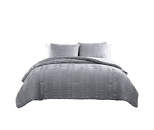 Kate Aurora Modern Accents Jodi Ruffled Embossed 3 Piece Comforter & Pillow Shams Set  , Gray - Queen