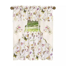 Kate Aurora Embellished Butterflies Garden Kitchen Curtain Tier & Swag 3 Piece Set