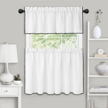 Kate Aurora Coastal Hamptons Living Complete 3 Piece Textured Kitchen Curtain Tier & Valance Set - 24 in. Long - White