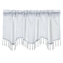 Kate Aurora 1 Piece Moroccan Sparkle Rod Pocket Semi Sheer Voile Beaded Trim Window Valance - White