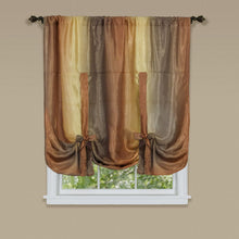GoodGram Royal Ombre Crushed Semi Sheer Tie Up Single Window Curtain Shade - 50 in. W x 63 in. L, Autumn
