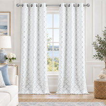 Kate Aurora 2 Pack Cotton Blend Shabby Metallic Quatrefoil Lattice Ultra Luxurious Grommet Top Window Curtain Panels - 38 in.