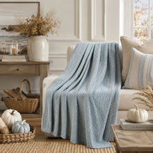 Kate Aurora Ultra Soft & Plush Herringbone Fleece Throw Blanket Covers - Wedgewood