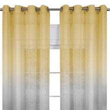 Kate Aurora Tropical Living Semi Matte Sheer Ombre Chic Grommet Top Window Curtains - 52 in. W x 84 in. L, Yellow/Grey Multi