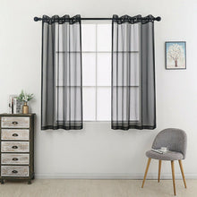 Kate Aurora Living 2 Piece Designer Sheer Voile Grommet Top Window Curtains - 20 in. W x 45 in. L, Black