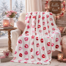 Kate Aurora Valentine's Day Pink & Red Lips Oversized Accent Throw Blanket - 50 in. x 70 in.