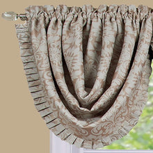 Kate Aurora Custom Rod Pocket Austrian Damask Window Valance With Pleated Trim - Tan