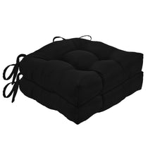 Kate Aurora Country Living Plush Solid Colored Country Farmhouse Reversible Chair Cushions/Pads With Tear Proof Ties - Black 