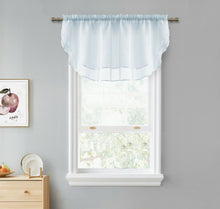 Kate Aurora Living Double Layered Sheer Rod Pocket Ascot Window Valances - 55 in. W x 24 in. L, Wedgewood Blue