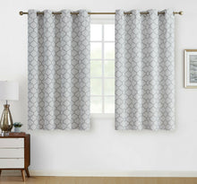 Kate Aurora Chic Living 100% Max Blackout Trellis Clover Thermal Curtains - 52 in. W x 63 in. L, White
