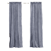 GoodGram Buffalo Check Gingham Custom Window Curtain Treatments - Single Curtain Panel 42 in. W x 63 in. L, Navy