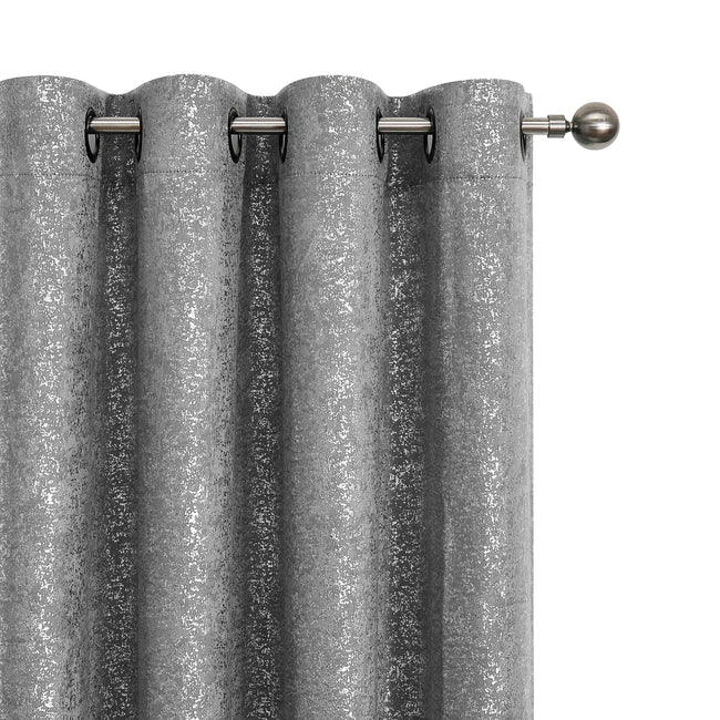 Kate Aurora 2 Pack Glam Metallic Sparkle Thermal Light Filtering Grommet Top Curtains - 52 in. W x 84 in. L, Gray
