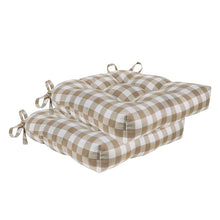 Kate Aurora Country Living Gingham Plaid Checkered Country Farmhouse Chair Cushion Pads - 2 Piece, Linen