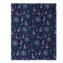 Kate Aurora Holiday Living Christmas Candy Canes & Snowflakes Navy Accent Throw Blanket - 50 in. W x 60 in. L