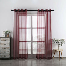 Kate Aurora Living 2 Piece Designer Sheer Voile Grommet Top Window Curtains - 20 in. W x 84 in. L, Burgundy
