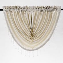 Kate Aurora 7 Piece Hampton Elegance Sheer Curtain Panels & Beaded Valances Set - Beige Beige