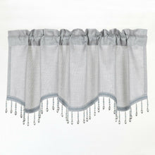 Kate Aurora 1 Piece Moroccan Sparkle Rod Pocket Semi Sheer Voile Beaded Trim Window Valance - Silver