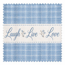 Kate Aurora Country Farmhouse Gingham Plaid Check Live~Laugh~Love 3 Pc Kitchen Curtain Set - 57 in. W x 24 in. L, Baby Blue