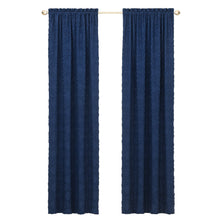 Kate Aurora Contemporary Geometric Shabby Diamond Clipped Rod Pocket Single Window Curtain Panel - 84 in. Long - Navy