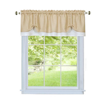 Kate Aurora Country Farmhouse Flax Linen Tie Up Window Valance - 58 in. W x 14 in. L, Taupe