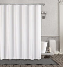 Kate Aurora Nautical Hampton Stripe Cotton Fabric Shower Curtain - 70 in. W x 72 in. L - Taupe