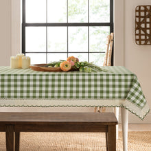 Kate Aurora Country Farmhouse Plaid Buffalo Check Stain & Spill Proof Fabric Tablecloths - 60in. X 84in. (6-8 Chairs), Sage G