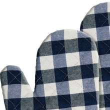 Kate Aurora 2 Pack Gingham Plaid Checkered Gingham Country Farmhouse Oven Mitts - 17 in. W x 17 in. L, Navy