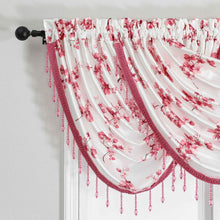 Kate Aurora 1 Piece Printed Cherry Blossom Beaded Rod Pocket Window Valance - Cherry
