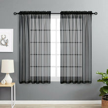 Kate Aurora Living Designer Sheer Voile Rod Pocket Curtains For Small Windows - 52 in. W x 45 in. L, Black