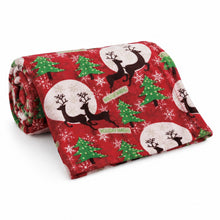 Kate Aurora Holiday Living Christmas Holiday Magical Reindeer Plush Accent Red Throw Blanket - 50 in. W x 60 in. L