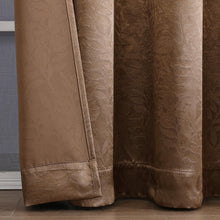 Kate Aurora 1 Piece Kathleen Light Filtering Grommet Top Embossed Fern Leaves Jacquard Window Curtain Panel - Taupe