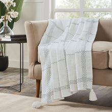 Kate Aurora Berkshire Cotton Plaid Fringed Accent Throw Blanket - 50 in. W x 60 in. L - Iceberg Green