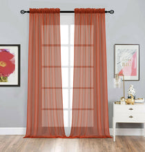 Kate Aurora Living Designer Sheer Voile Rod Pocket Curtains For Small Windows - 52 in. W x 45 in. L, Pumpkin Spice