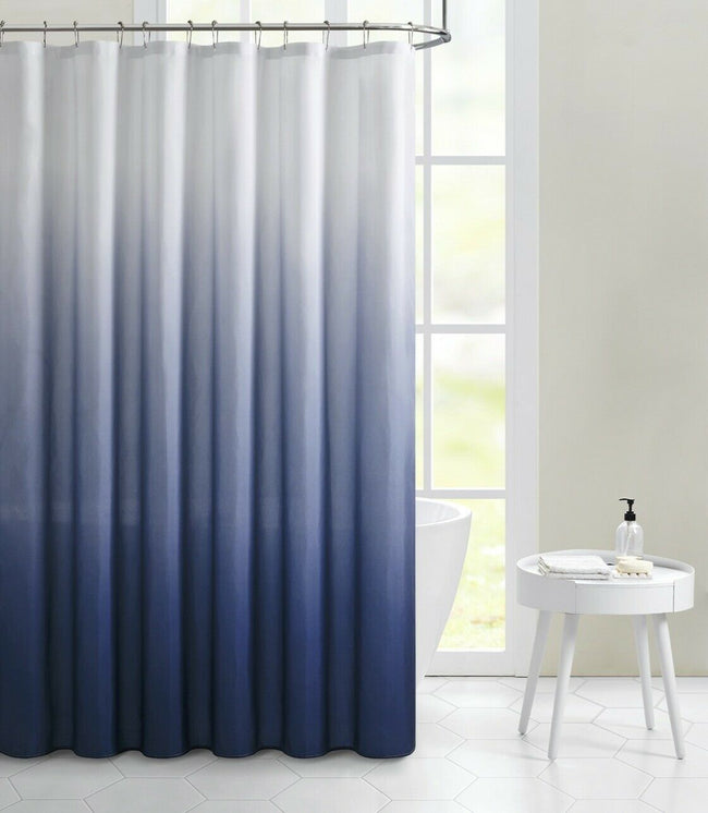 Kate Aurora Living Multi Color Ombre Fabric Shower Curtain - White/Navy