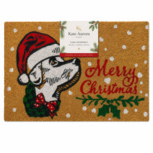 Kate Aurora Christmas Santa Golden Retriever Bristled Outdoor Welcome Mat - 18"x30"