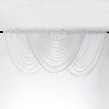 Kate Aurora Ultra Lux Faux Silk Regency Crinkle Rod Pocket Semi Sheer Crystal Beaded Window Valance - 57 in. W x 37 in. L, Wh