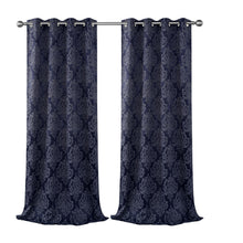 Kate Aurora Living 2 Pack Delaney Room Darkening Damask Print Grommet Curtain - 52 in. W x 84 in. L, Navy
