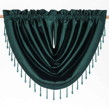 Kate Aurora 6 Piece Maison Estate Collection Semi Sheer Window Curtains & Beaded Valance Set - Hunter Green
