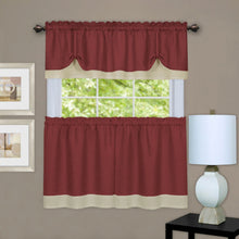 Kate Aurora Shabby Country Farmhouse Flax Styled Sheer Cafe 3 Piece Kitchen Curtain Tier & Valance Set - 36 in. Long - Barn B