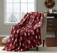 Kate Aurora Ultra Soft & Plush Red And Black Christmas Plaid Tree Check Accent Throw Blanket - 50 in. W x 60 in. L