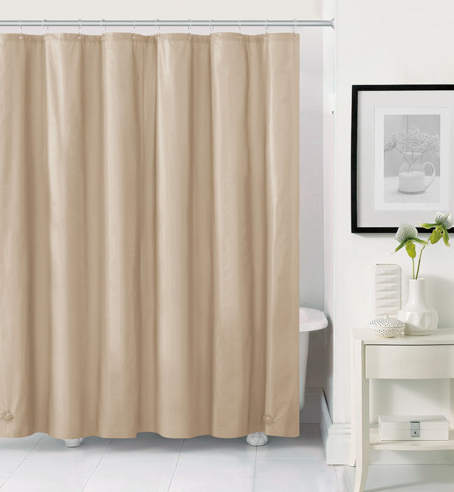 Heavy Duty Taupe/Khaki 10 Gauge Hotel Non-Toxic Odor Free PEVA Shower Curtain Liner - Mold & Mildew Resistant
