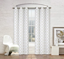 Kate Aurora Shabby Chic Designed 2 Pack Premium Trellis Grommet Top Curtain Panels - 38 in. W x 84 in. L, Taupe