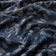 Kate Aurora Robyn Leaf Raised Jacquard Lux Fabric Shower Curtain - 72" x 72" - Navy