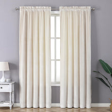 Kate Aurora Royal Living 2 Pack Rod Pocket Light Filtering Velvet Window Curtain Panels - Beige