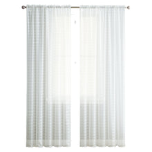 Kate Aurora 2 Piece Rod Pocket Plaid Sheer Voile Window Curtain Panels - 84 in. Long - White