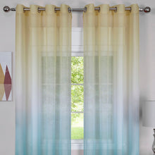 Kate Aurora Tropical Living Semi Matte Sheer Ombre Chic Grommet Top Window Curtains - 52 in. W x 84 in. L, Citrus Multi